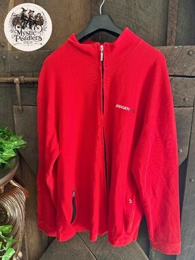 Vintage Ducati Red Ribbed Knit Full Zip Sweater Jacket - Size Large